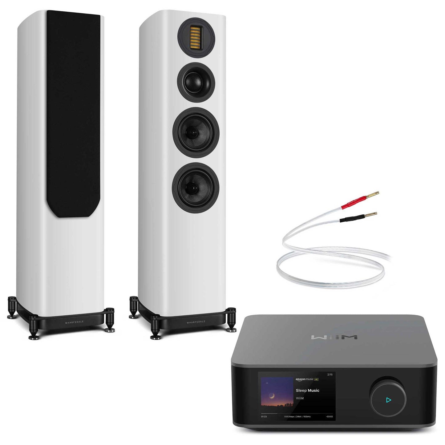 WiiM Amp Ultra Space Grey with Wharfedale EVO 5.3 White