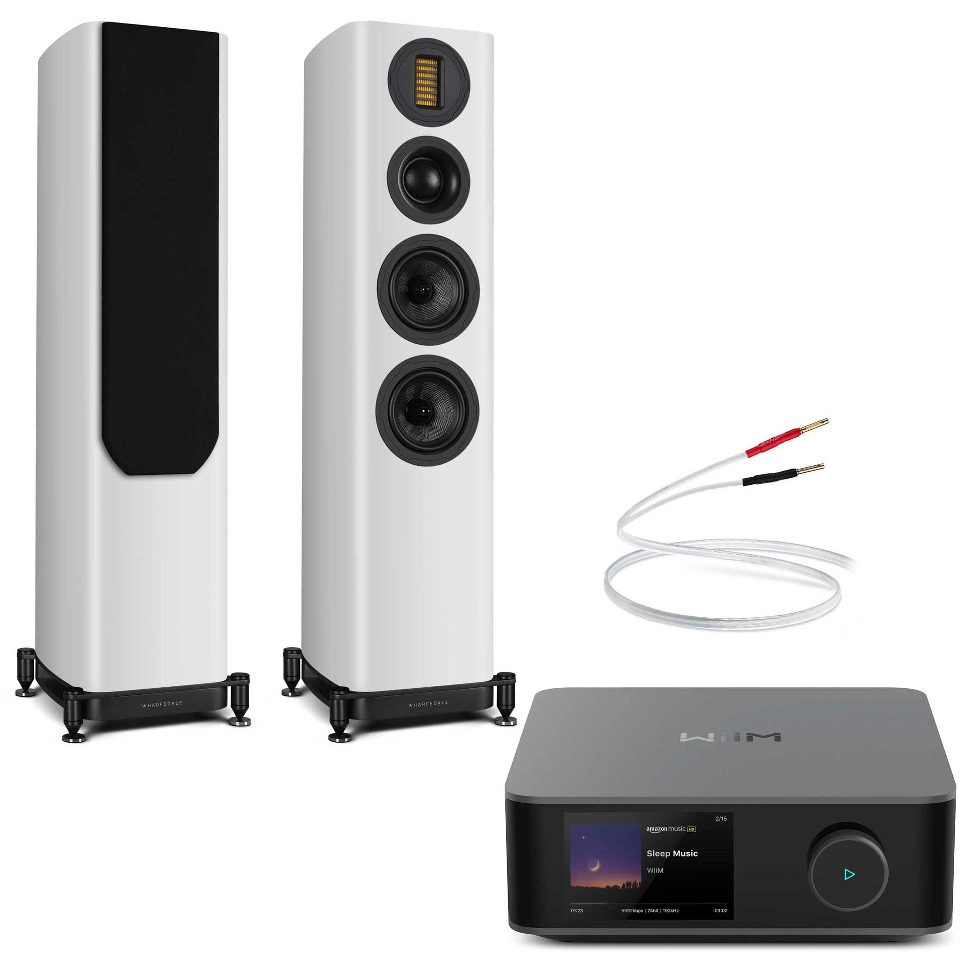 WiiM Amp Ultra Space Grey with Wharfedale EVO 5.3 White