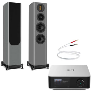 WiiM Amp Ultra Silver with Wharfedale EVO 5.3 Grey