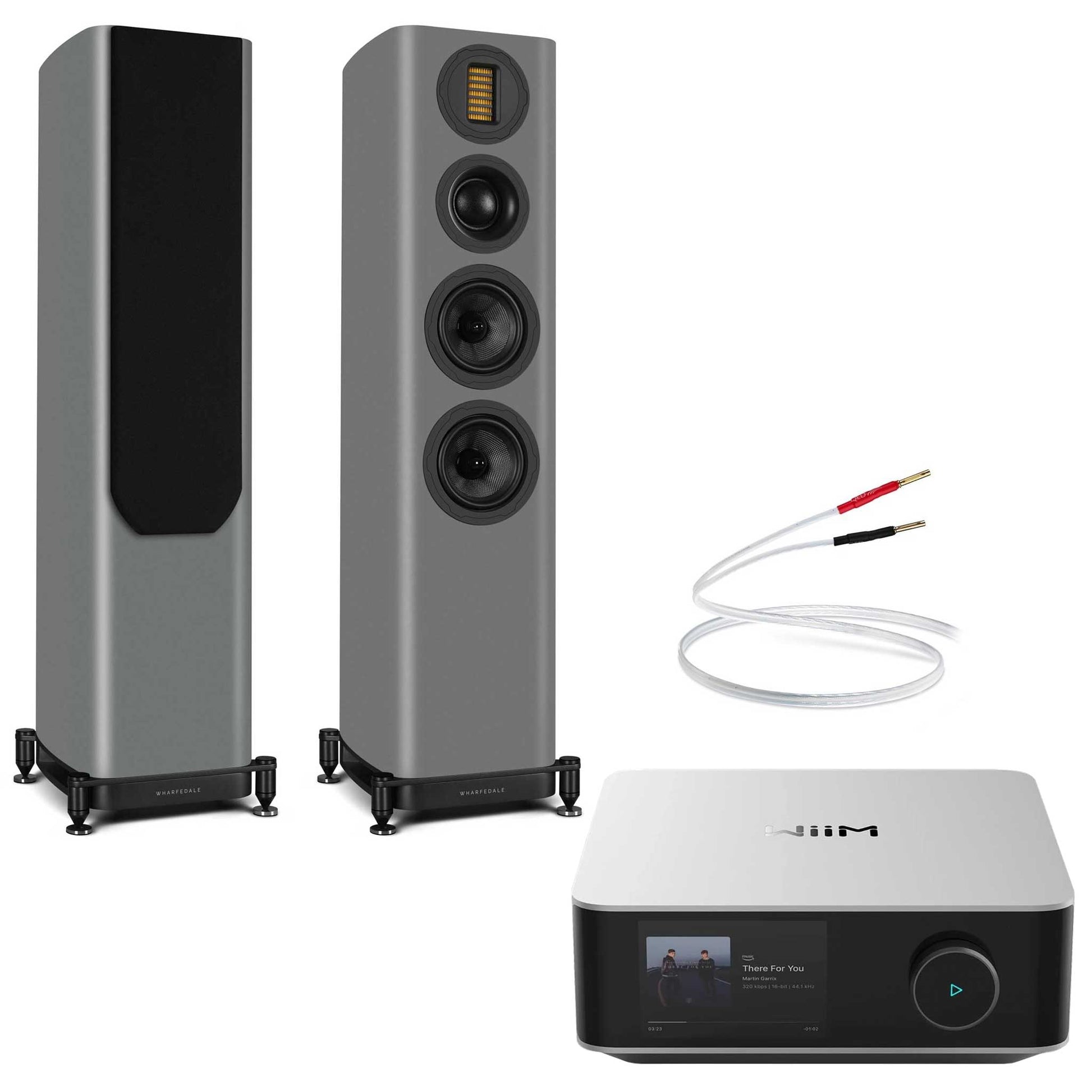WiiM Amp Ultra Silver with Wharfedale EVO 5.3 Grey