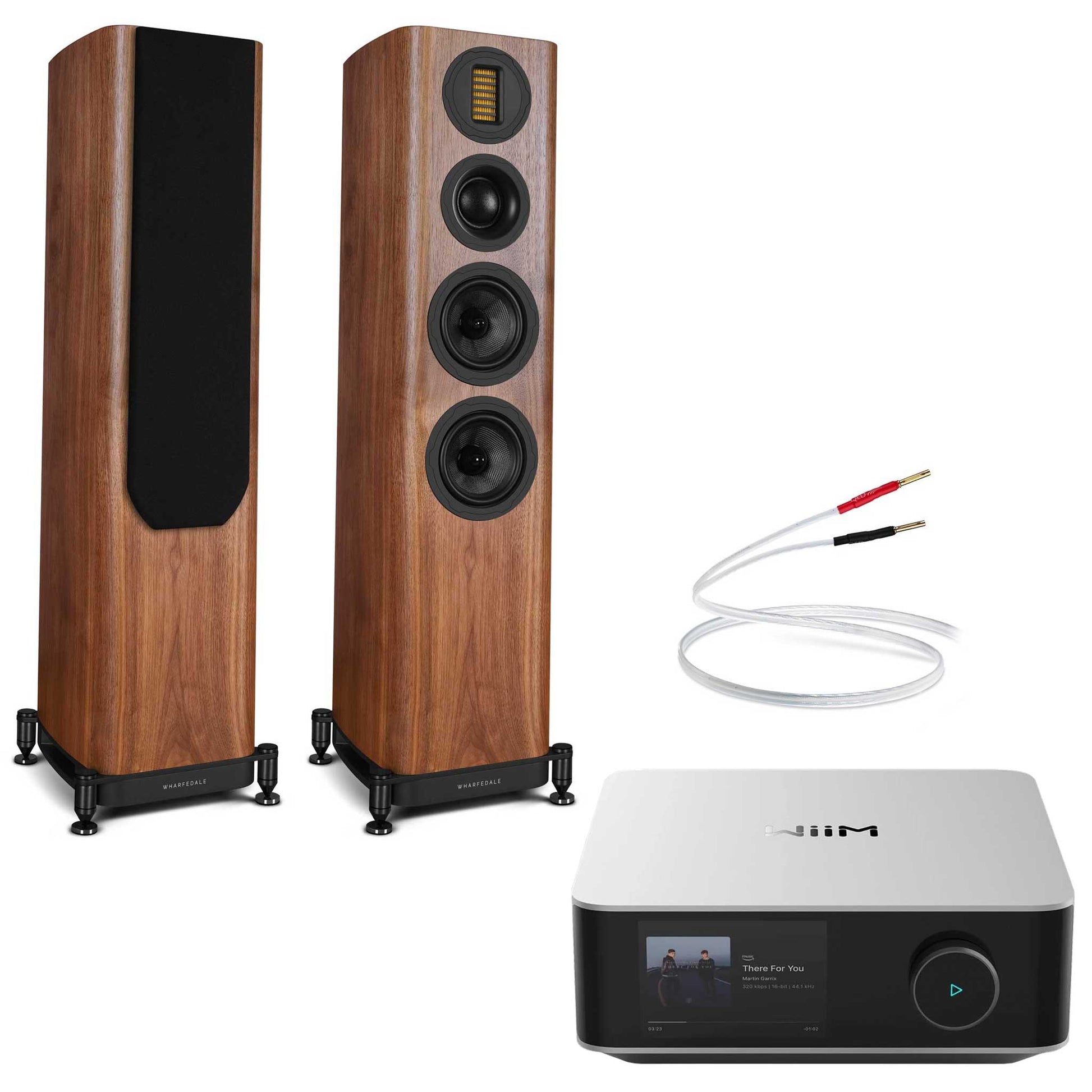 WiiM Amp Ultra Silver with Wharfedale EVO 5.3 Walnut