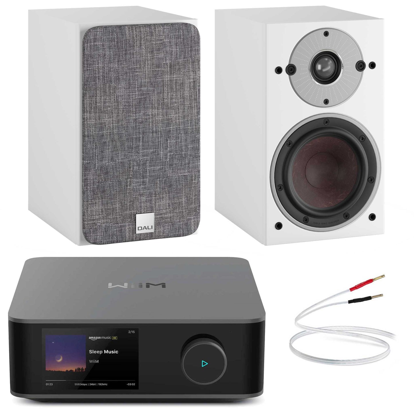 WiiM Amp Ultra Space Grey with Dali Oberon 1 White
