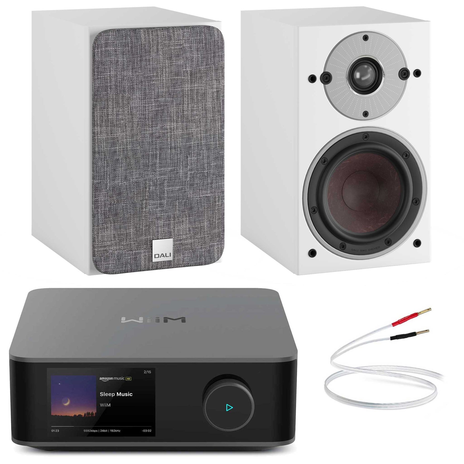 WiiM Amp Ultra Space Grey with Dali Oberon 1 White