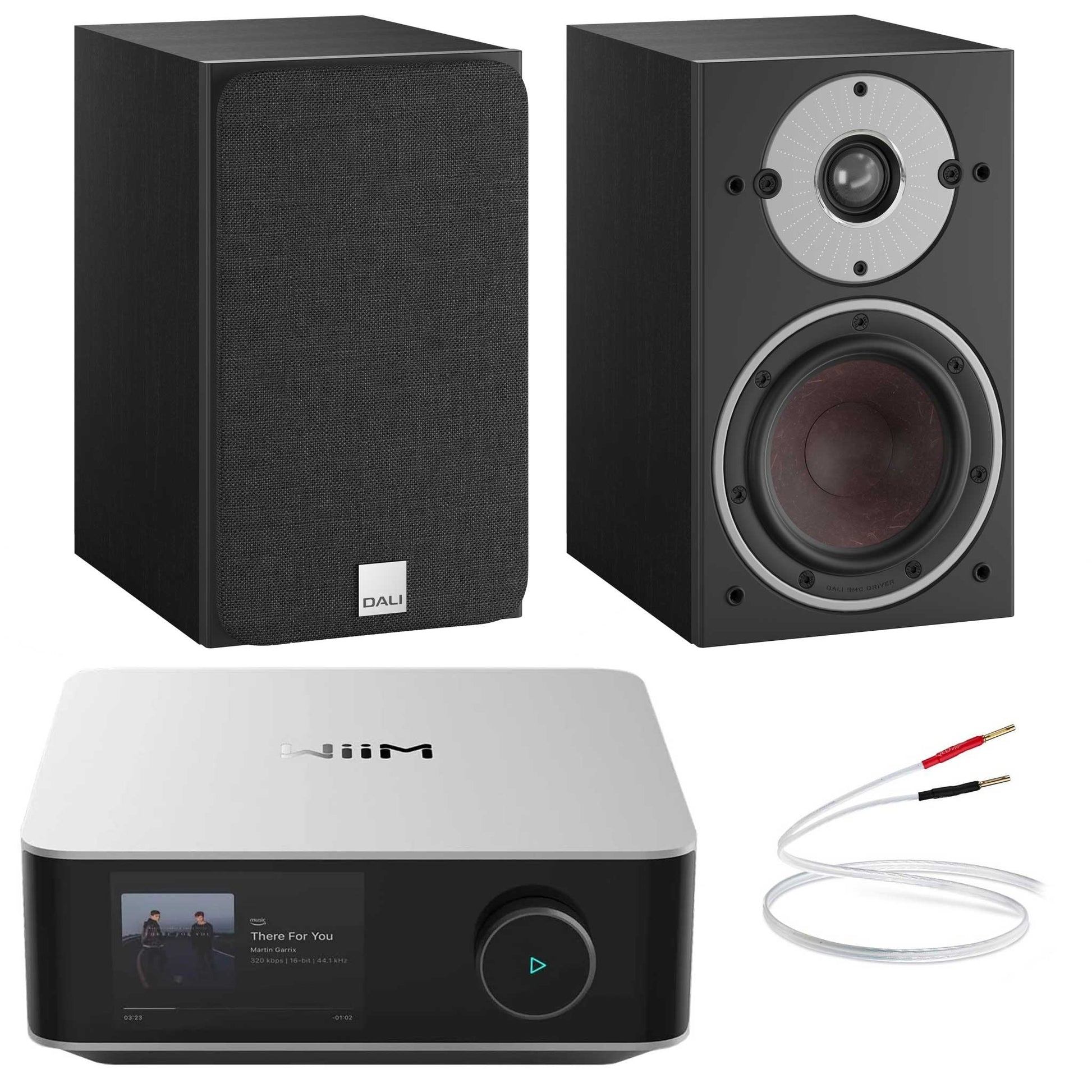 WiiM Amp Ultra Silver with Dali Oberon 1 Black Ash