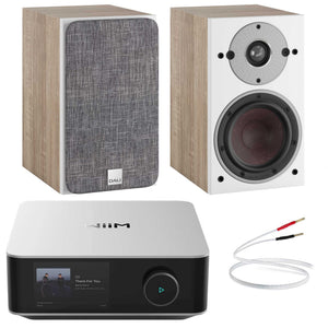WiiM Amp Ultra Silver with Dali Oberon 1 Light Oak 