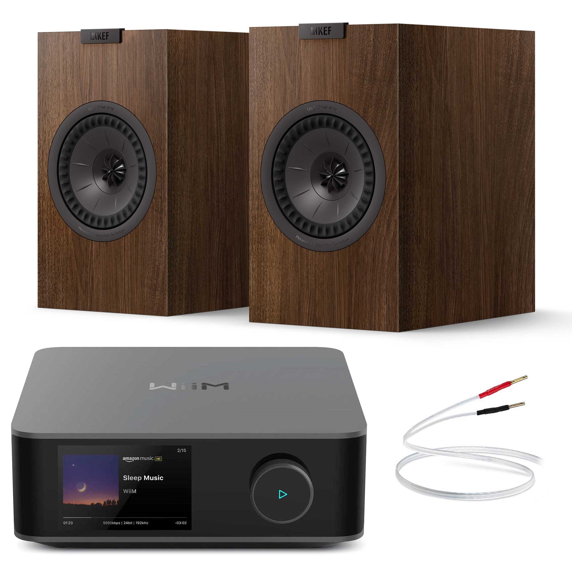 WiiM Amp Ultra Space Grey with KEF Q1 Meta Walnut