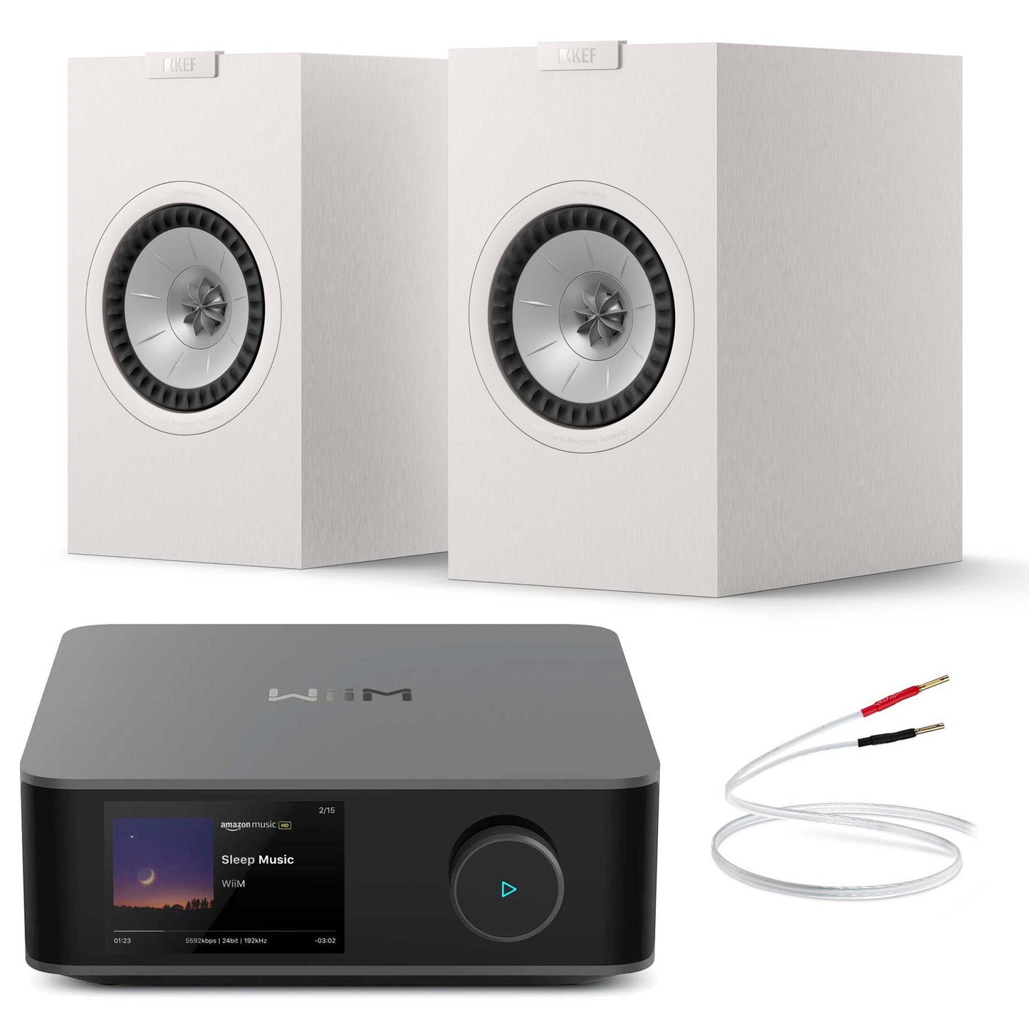 WiiM Amp Ultra Space Grey with KEF Q1 Meta Satin White