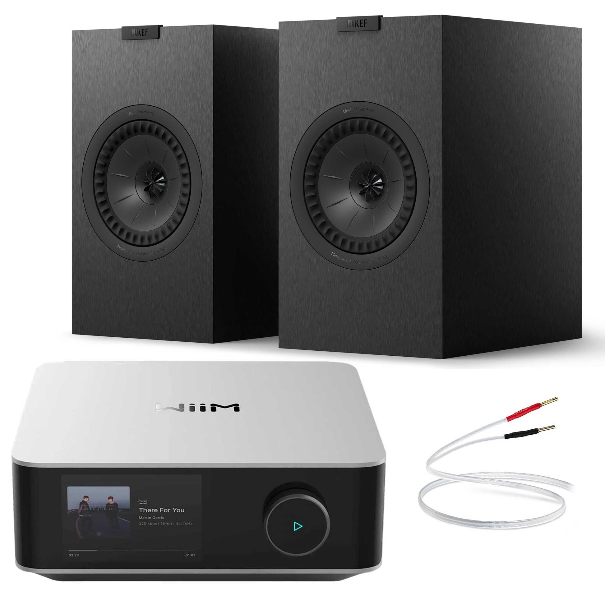 WiiM Amp Ultra Silver with KEF Q3 Meta Satin Black
