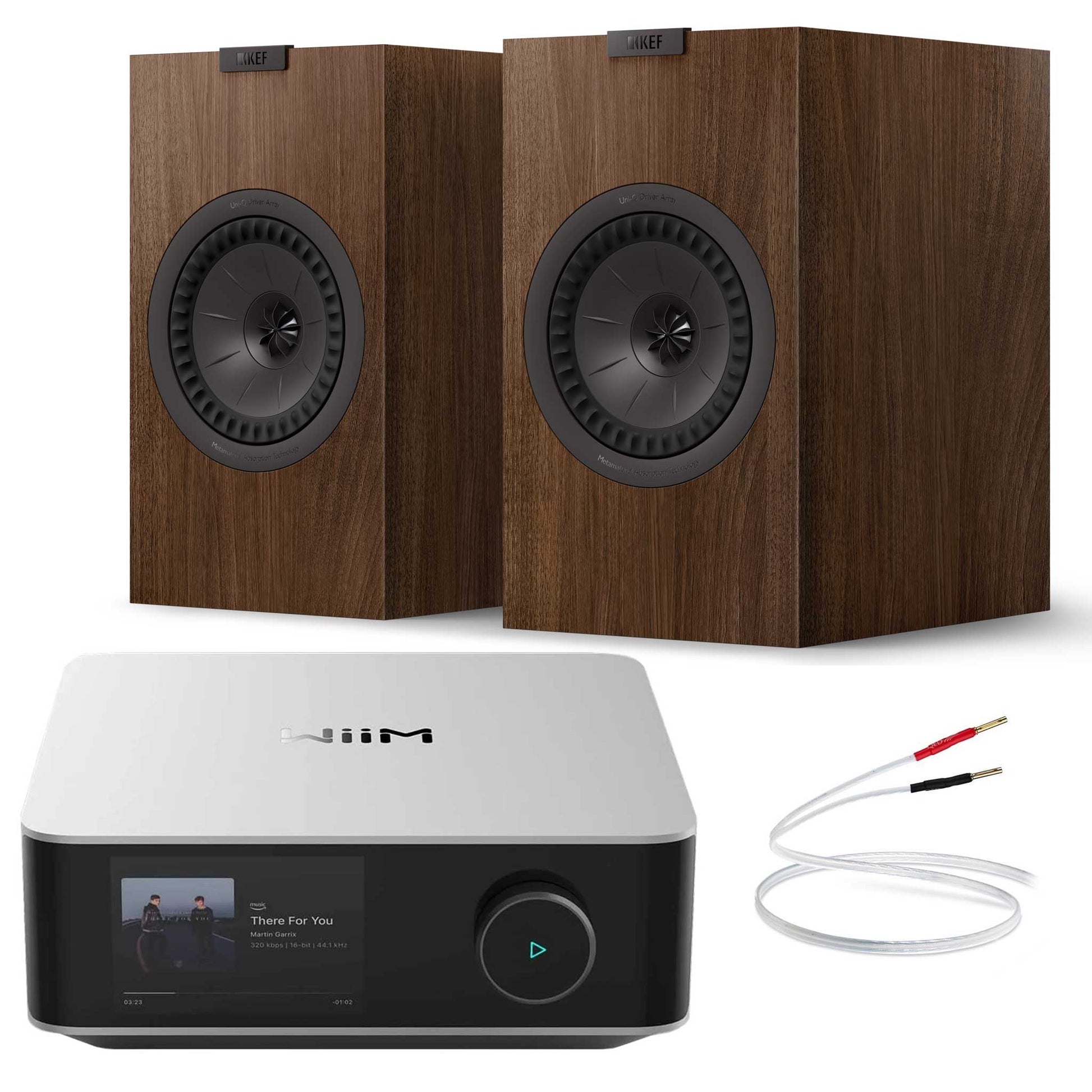WiiM Amp Ultra Silver with KEF Q3 Meta Walnut