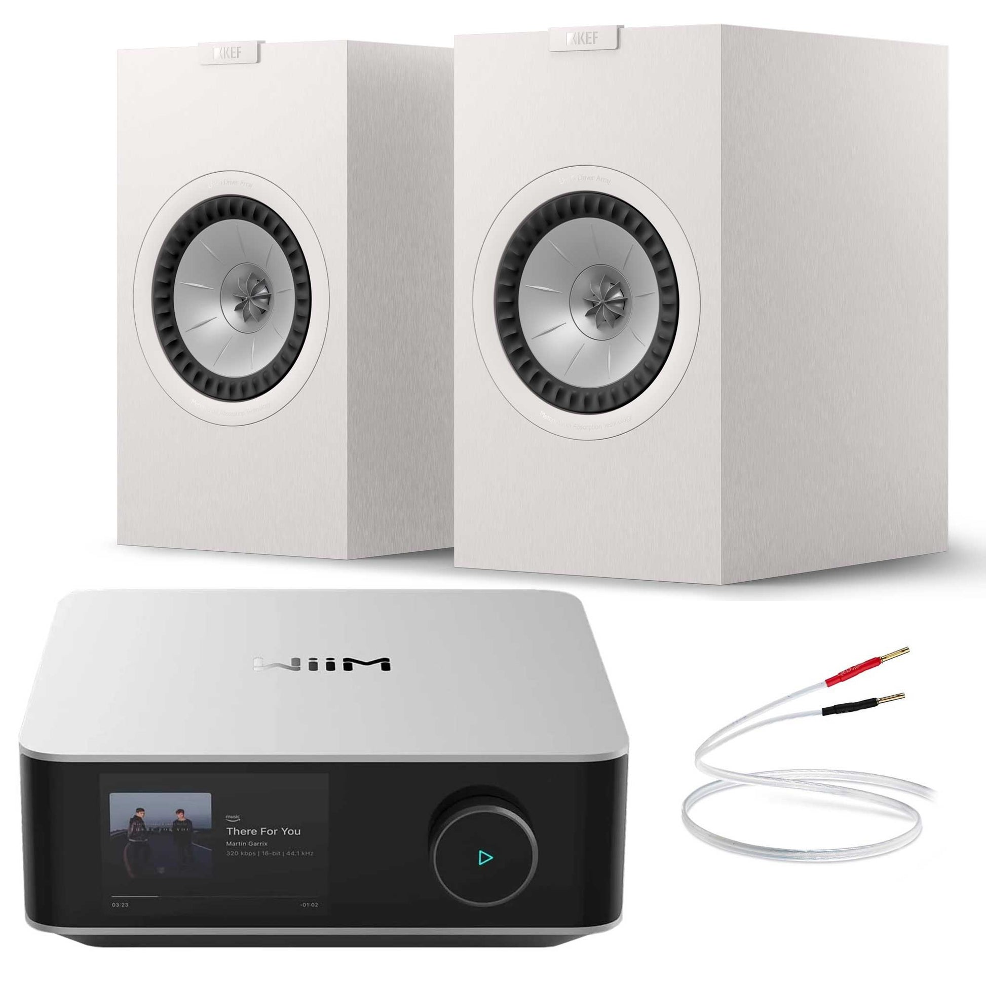 WiiM Amp Ultra Silver with KEF Q3 Meta Satin White
