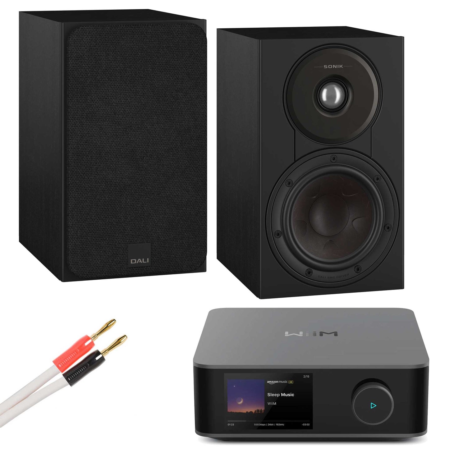 WiiM Amp Ultra Space Grey with Dali SONIK 1 Black Ash