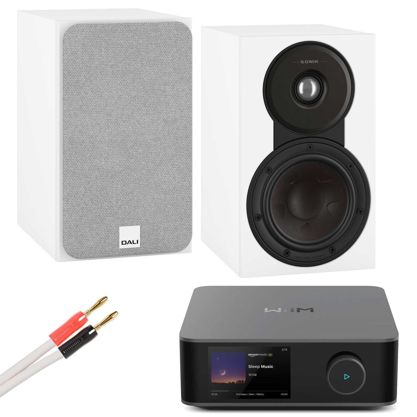 WiiM Amp Ultra Space Grey with Dali SONIK 1 White