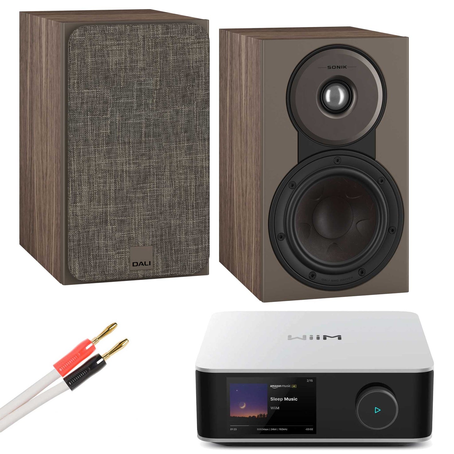 WiiM Amp Ultra Silver with Dali SONIK 1 Walnut