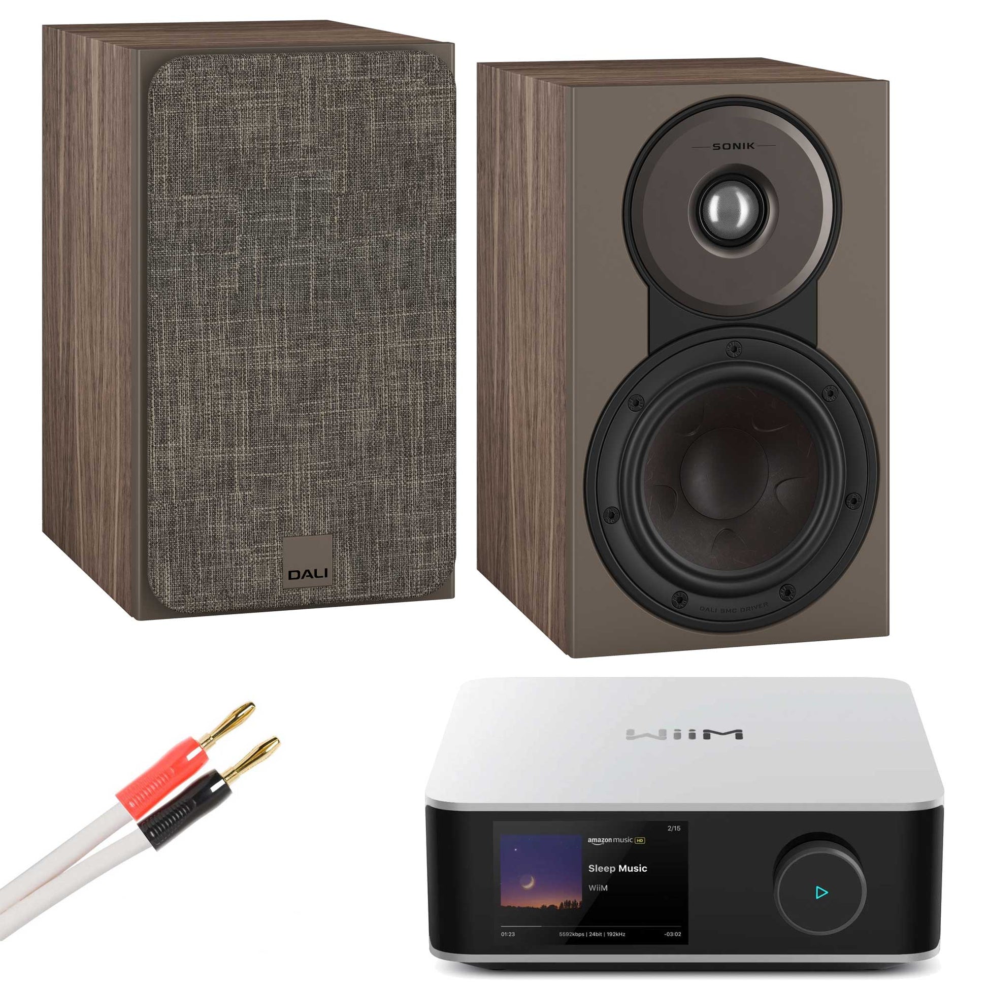 WiiM Amp Ultra Silver with Dali SONIK 1 Walnut