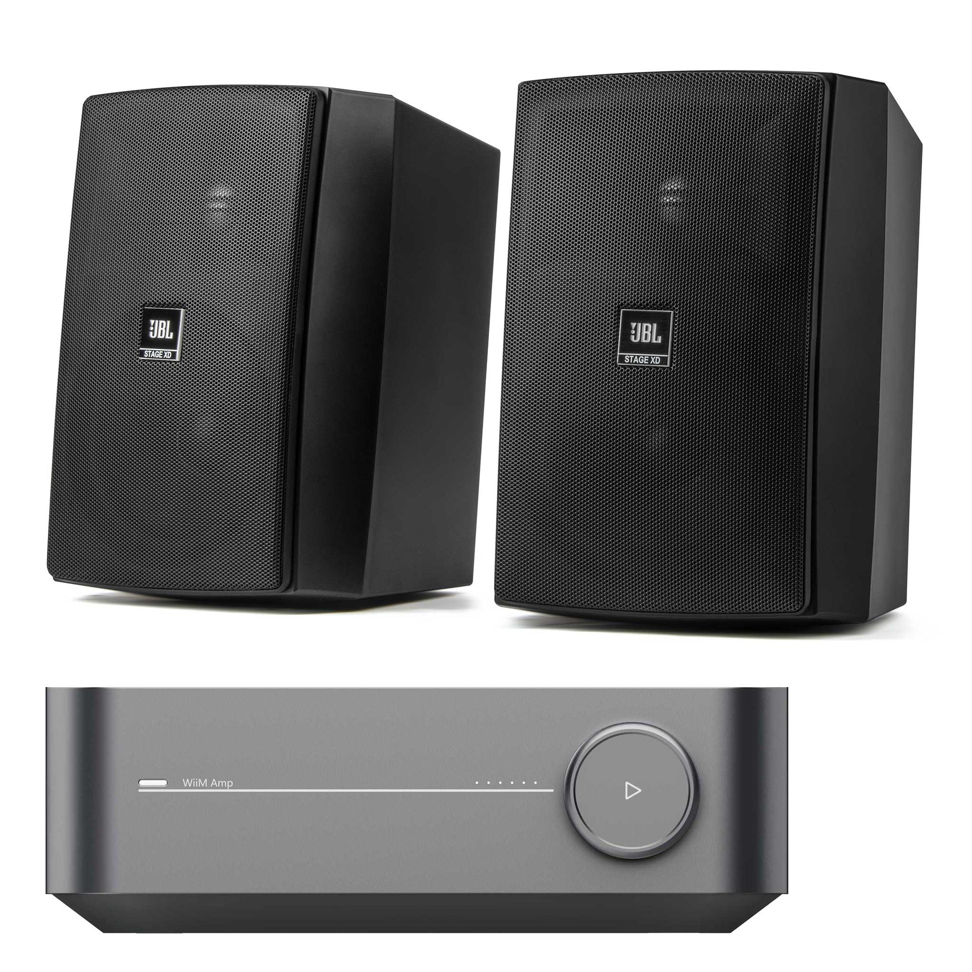 Wiim Amp with JBL Stage XD5 Outdoor Speakers Black