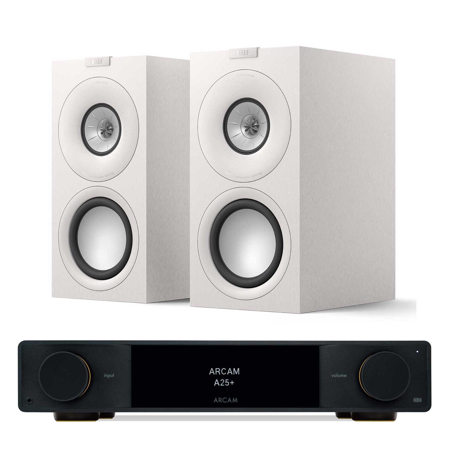 Arcam A25+ with KEF Q Concerto Meta Satin White