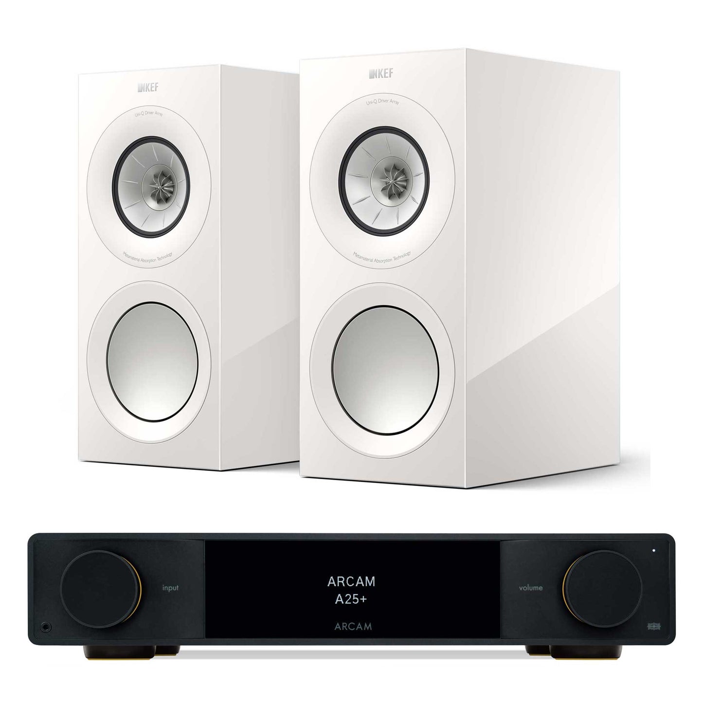 Arcam A25+ with KEF R3 Meta White Gloss