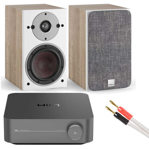 WiiM Amp Pro with Dali Oberon 1 Bookshelf Speakers Light Oak