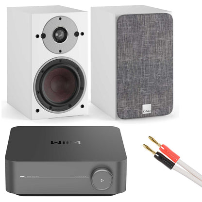 WiiM Amp Pro with Dali Oberon 1 Bookshelf Speakers White