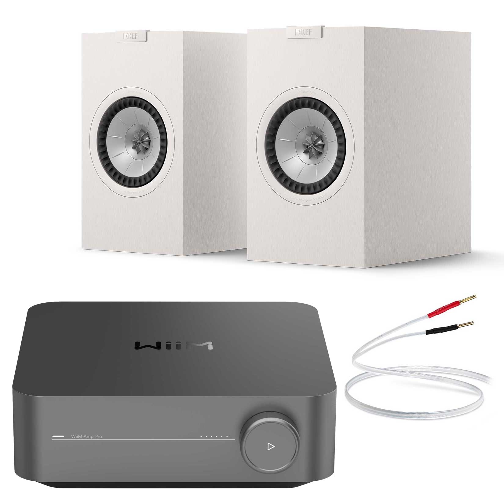 WiiM Amp Pro with KEF Q1 Meta Satin White