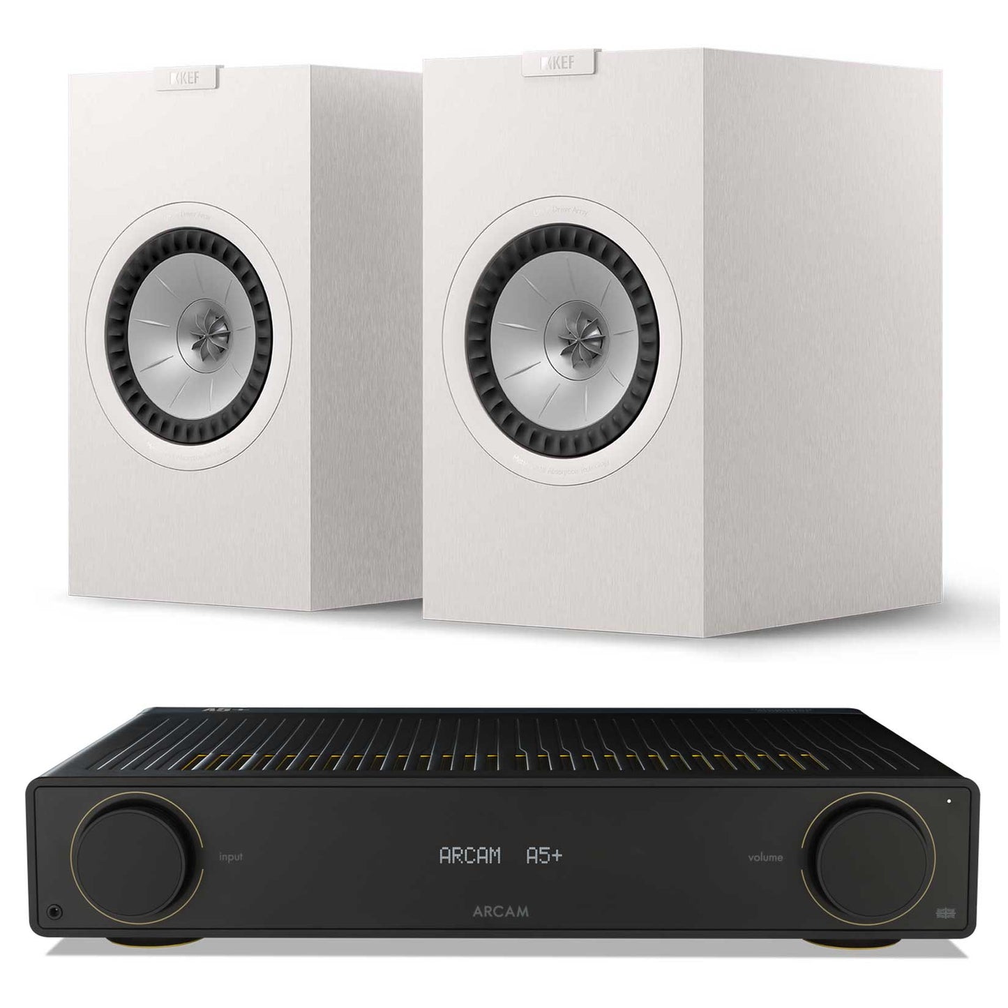 Arcam A5+ with KEF Q3 Meta Speakers Satin White