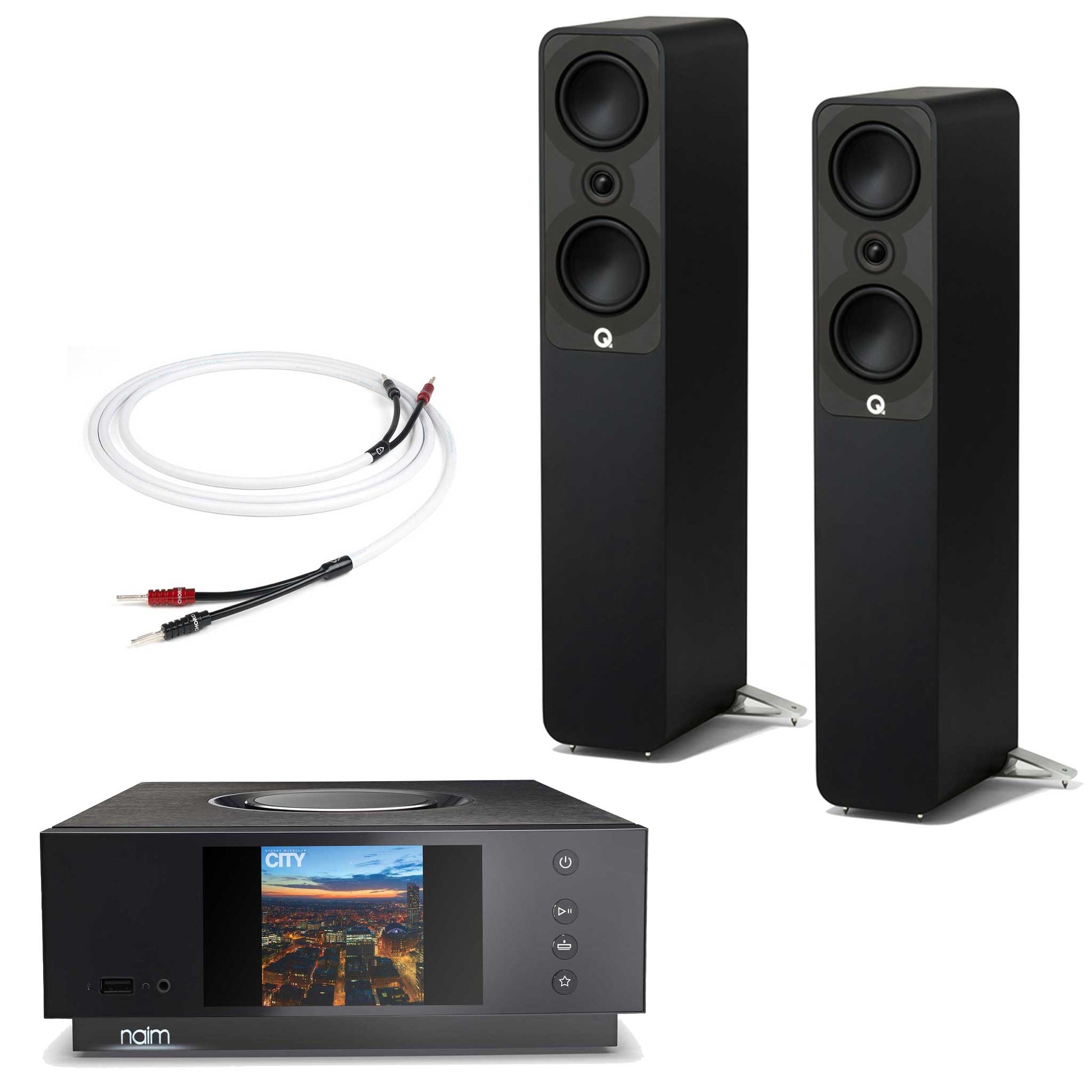 Naim Uniti Atom With Q Acoustics 5040 Speakers Black
