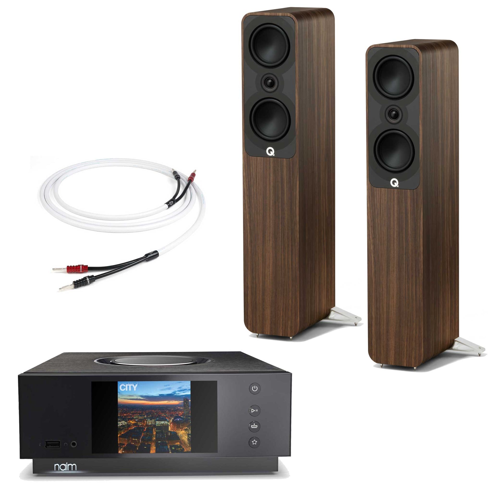 Naim Uniti Atom With Q Acoustics 5040 Speakers Rosewood