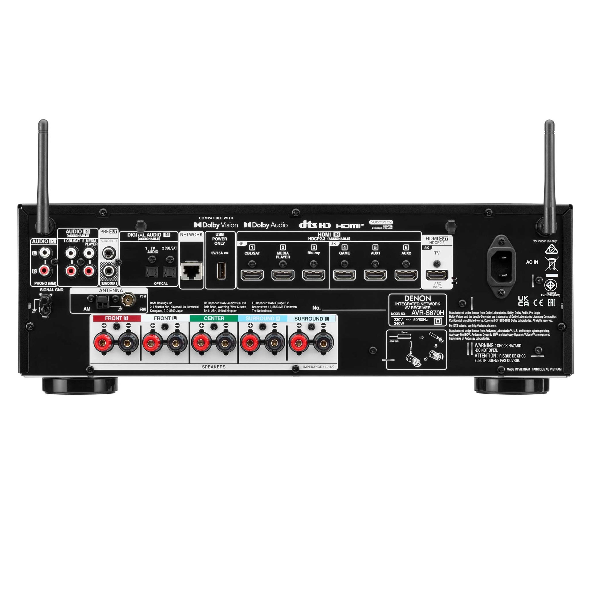 Denon AVR-S670H Rear View