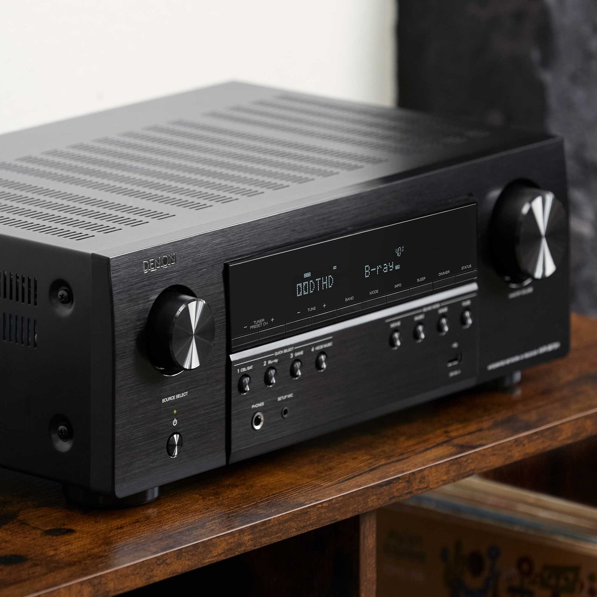 Denon AVR-S670H On Sideboard