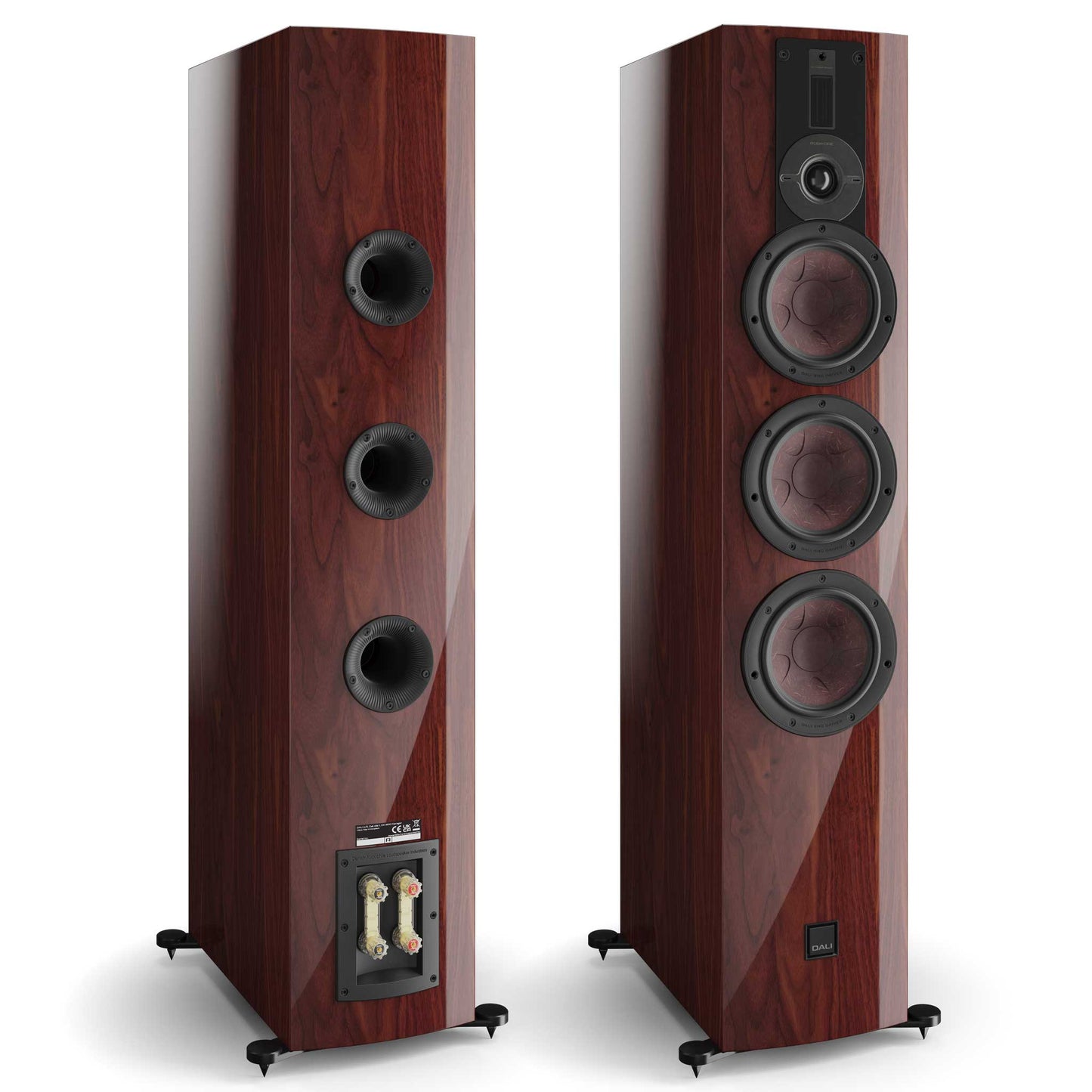 Dali Rubikore 8 Maroon High Gloss Front and Rear View