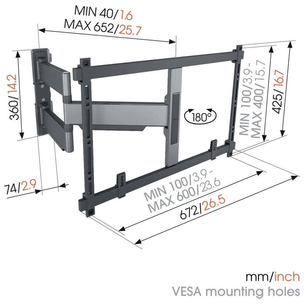 Vogels Elite TVM 5645 Dimensions