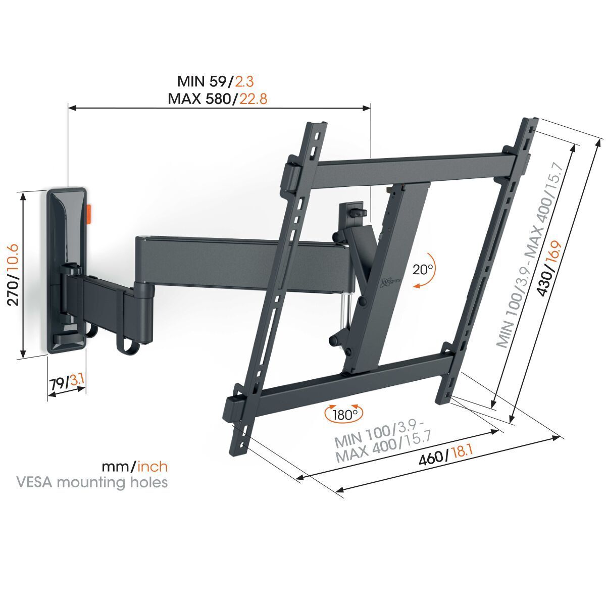 Vogels TVM 3445 Dimensions