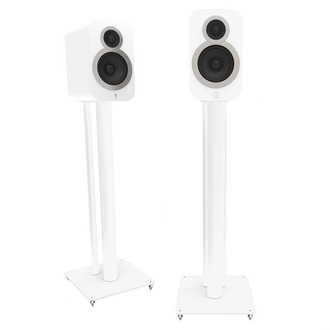 Q Acoustics 3000FSi Speaker Stands White Shown With 3020i