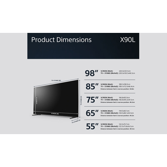 Sony XR75X90L Dimensions